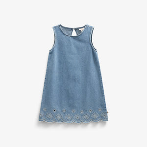 Embroidered Denim Mini Dress - Tween - Light Blue Denim | 101019 Vera