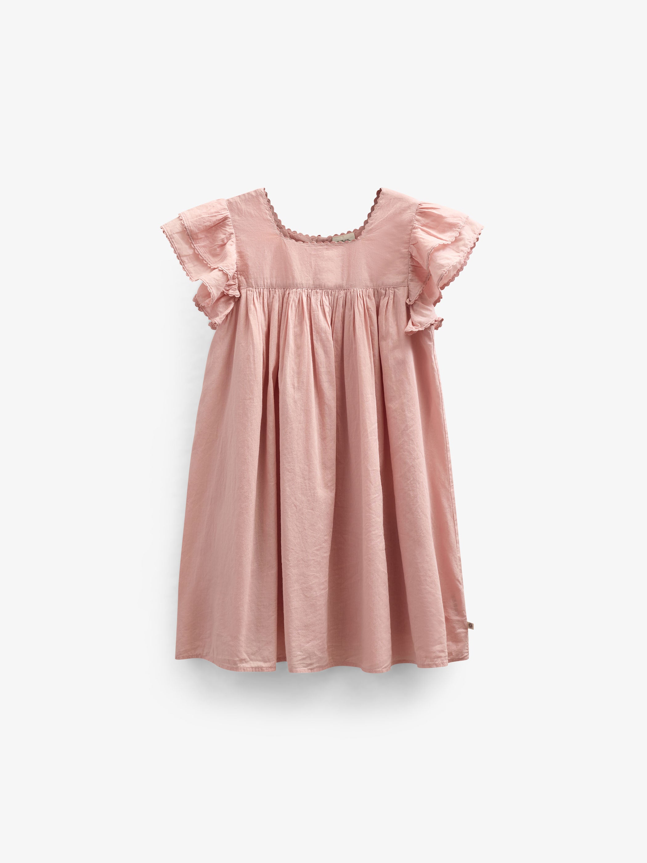 Cotton Dress with Ric Rac Frill - Kids - Rose Tan | 101034 Alma