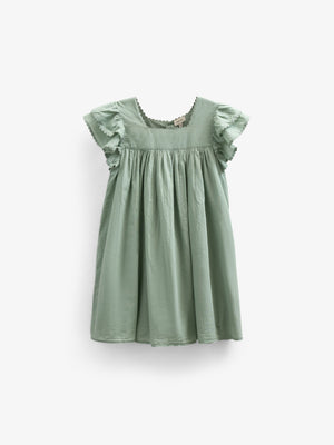 Cotton Dress with Ric Rac Frill - Tween - Dusty Green | 101066 Alma