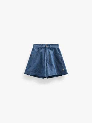 Flared Light Denim Shorts - Kids - Blue Denim | 101053 Isabella