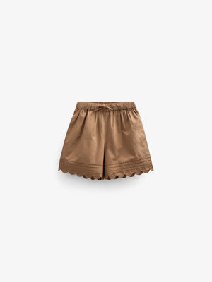 Poplin Shorts with Scallop Edge - Kids - Coconut | 101044 Joy