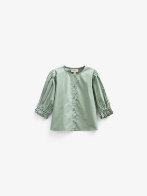 Poplin Blouse with Scallop Edge - Kids - Dusty Green | 101047 Joy
