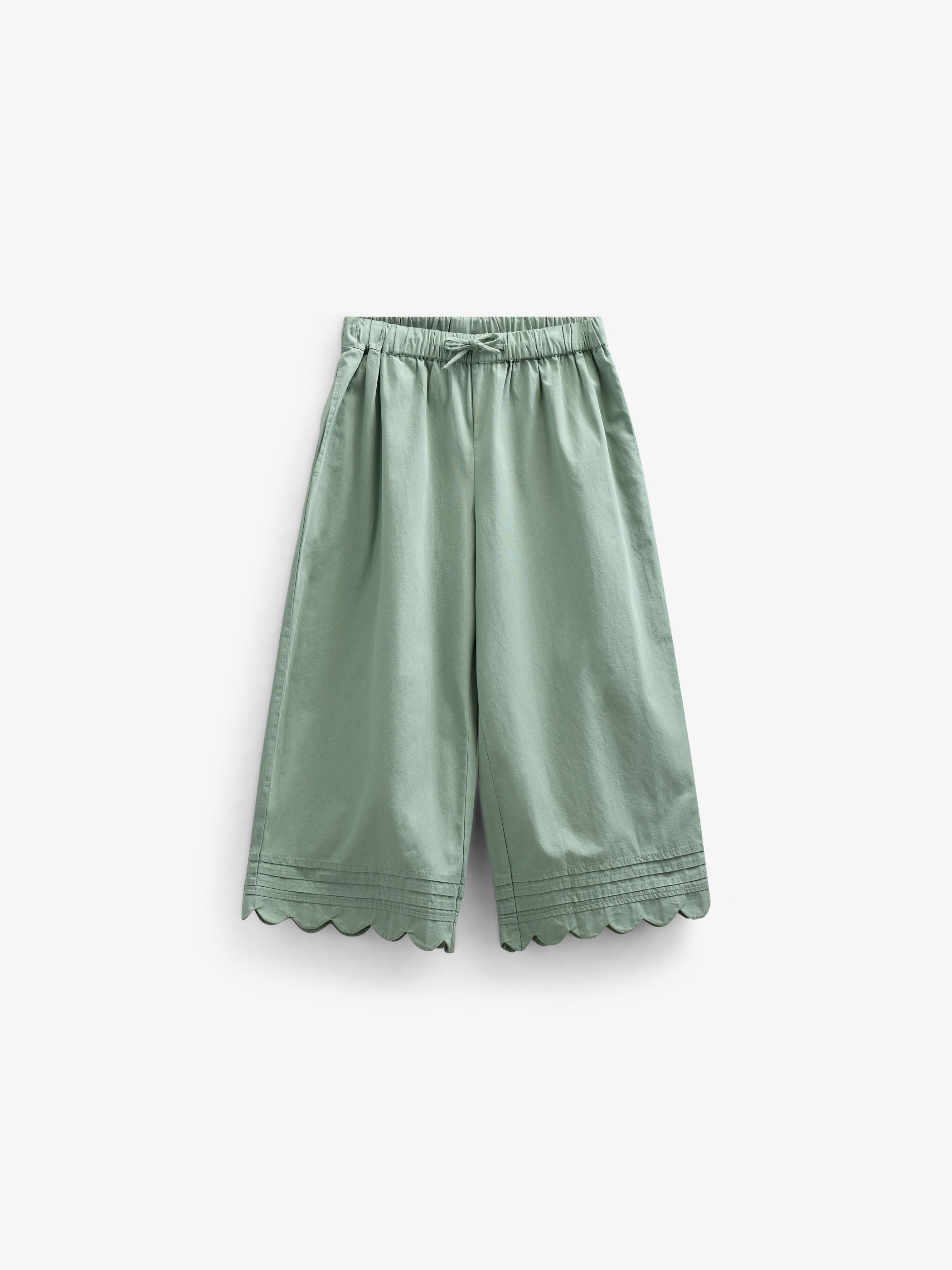 Poplin Trouser with Scallop Edge - Tween - Dusty Green | 101080 Joy
