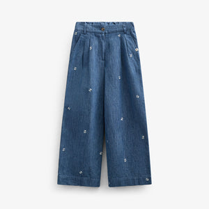 Embroidered Light Denim Trousers - Tween - Blue Denim | 101081 Isabella
