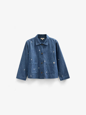 Embroidered Light Denim Shirt Jacket - Kids - Blue Denim | 101051 Isabella