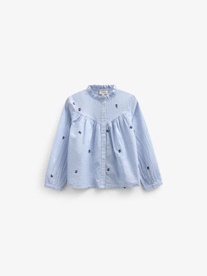 Embroidered Chambrey Shirt - Tween - Light Blue | 101091 Rose