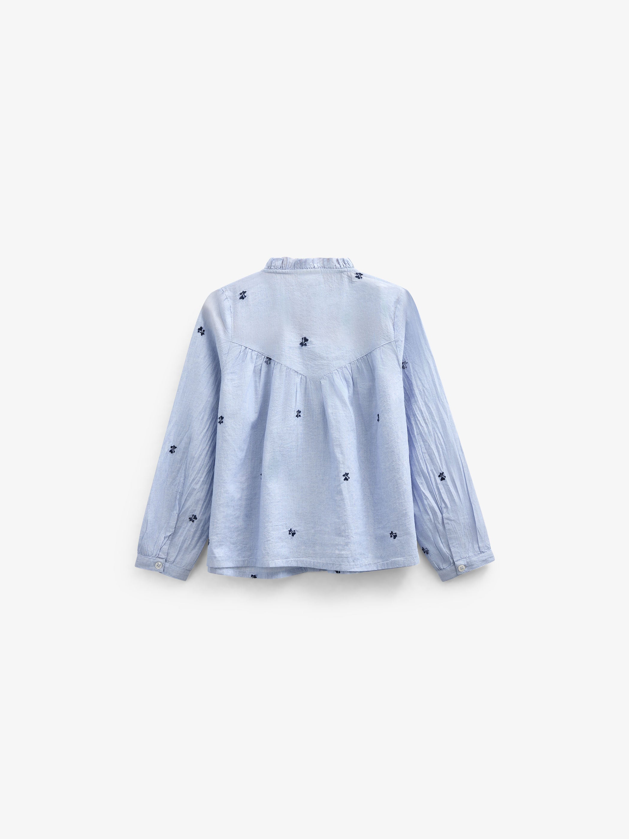 Embroidered Chambrey Shirt - Tween - Light Blue | 101091 Rose