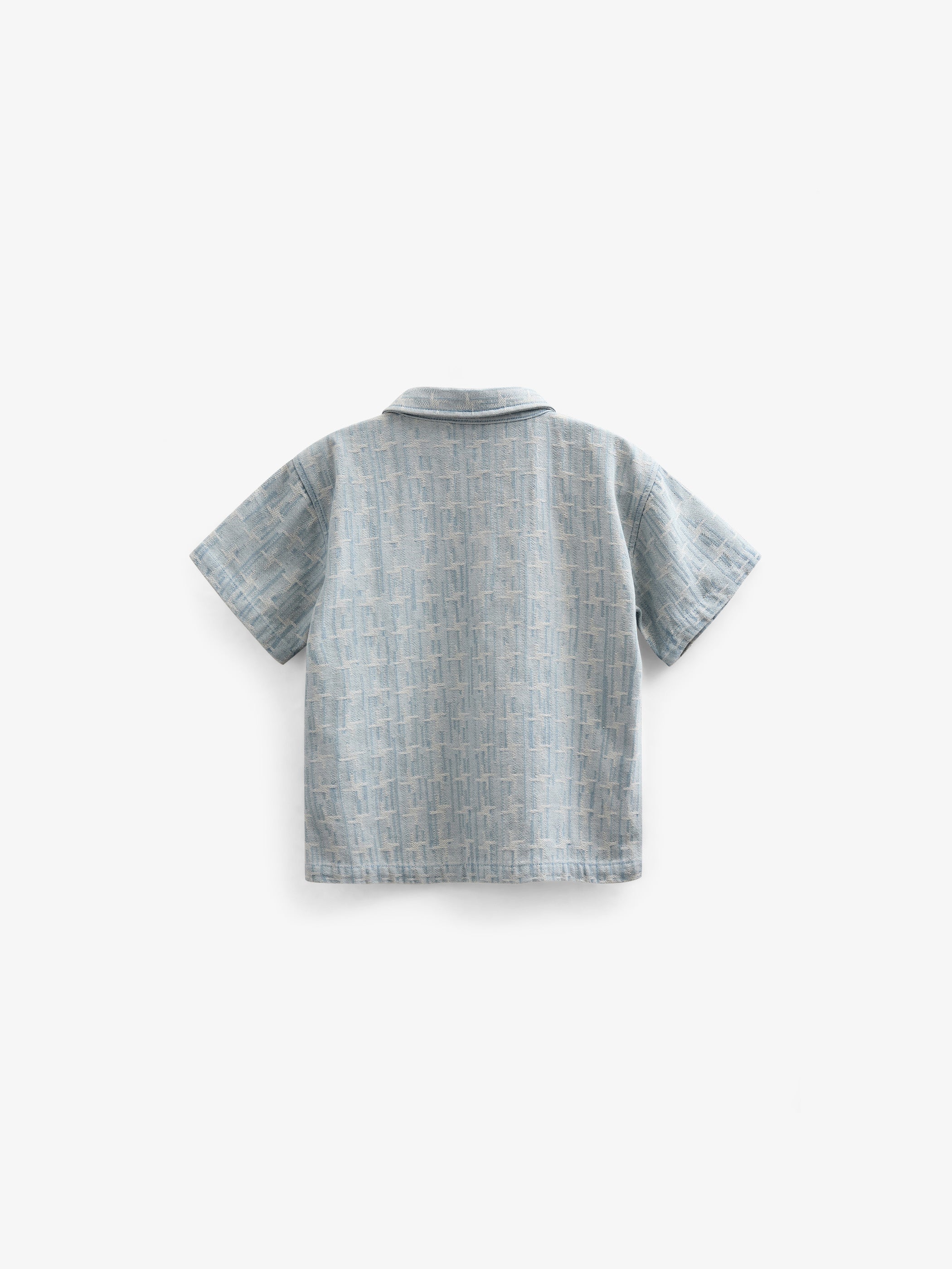 Jacquard Denim Short Sleeve Shirt Jacket - Tween - Blue Denim | 101093 Kyle