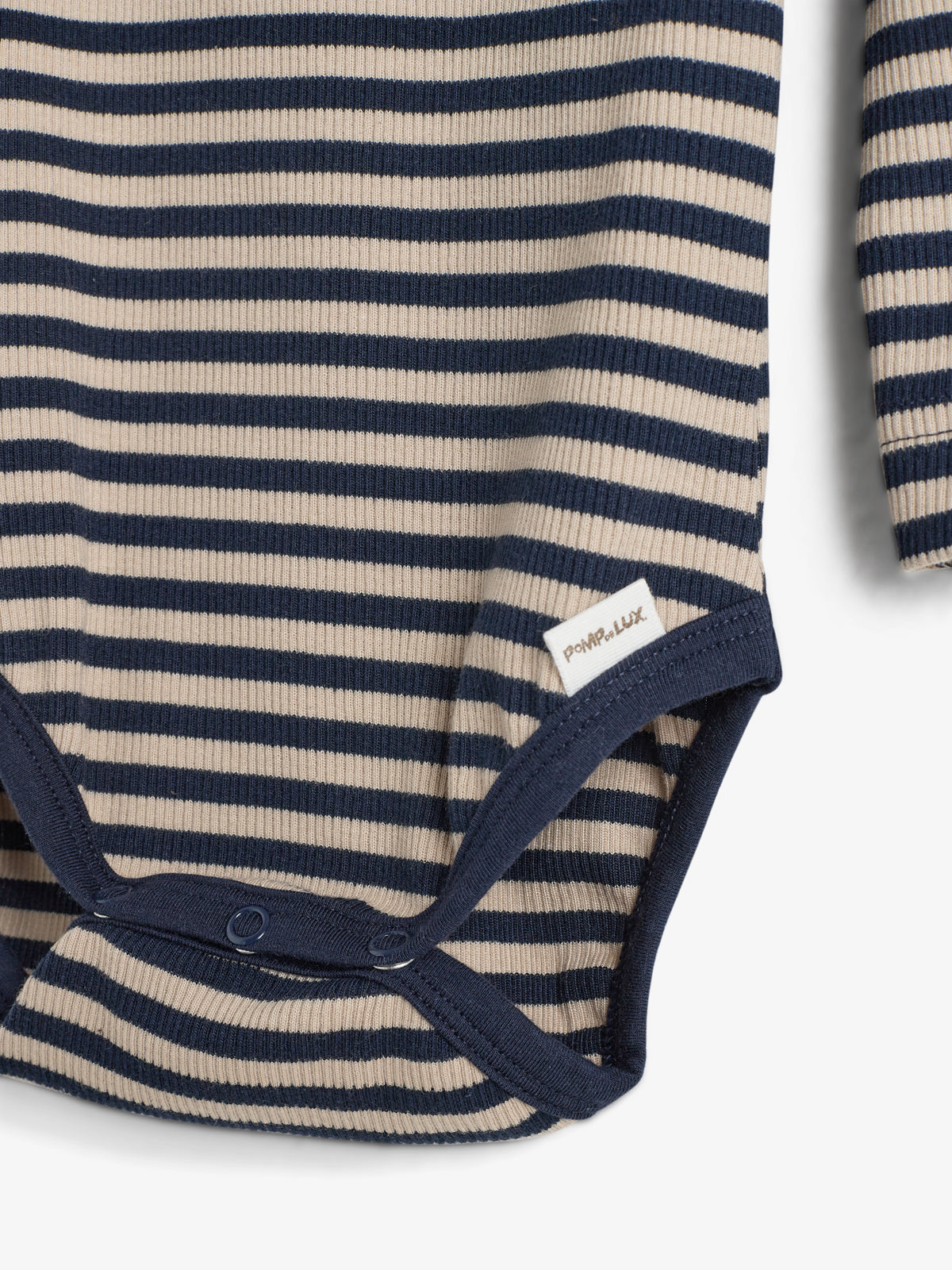 Striped Basic Rib Bodysuit - Little - Navy/Beige