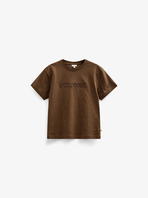 Slub jersey Embroidery T-shirt - Tween - Dark Brown | 101158 Villum