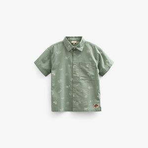 Printed Linen Mix Shirt - Tween - Dusty Green | 101166 William