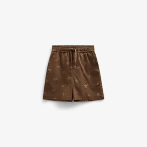 Printed Linen Mix Shorts - Tween - Dark Brown | 101172 William