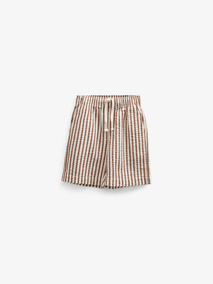 Striped Seersucker Shorts - Kids - Brown | 101187 Frank