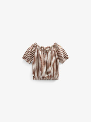 Striped Seersucker Top - Tween - Brown | 101192 Nadia