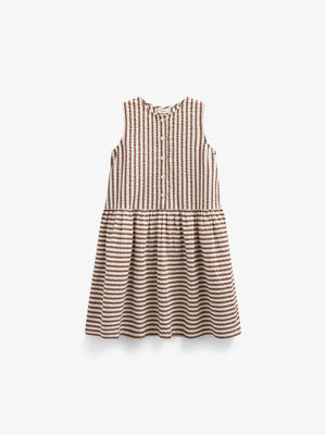 Striped Seersucker Dress - Kids - Brown | 101195 Nadia