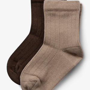 Socks 2-pack - Little - Dark Earth/Dark Beige
