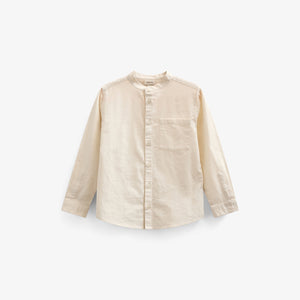 Linen Mix Mandarin Collar Shirt - Tween - Offwhite | 101202 Lucca