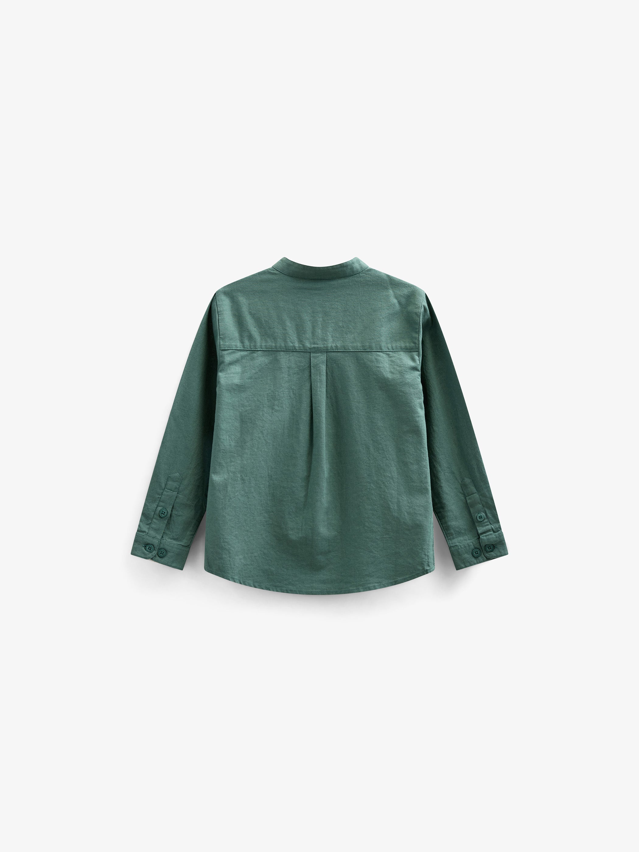 Linen Mix Mandarin Collar Shirt - Tween - Tropical Green | 101204 Lucca