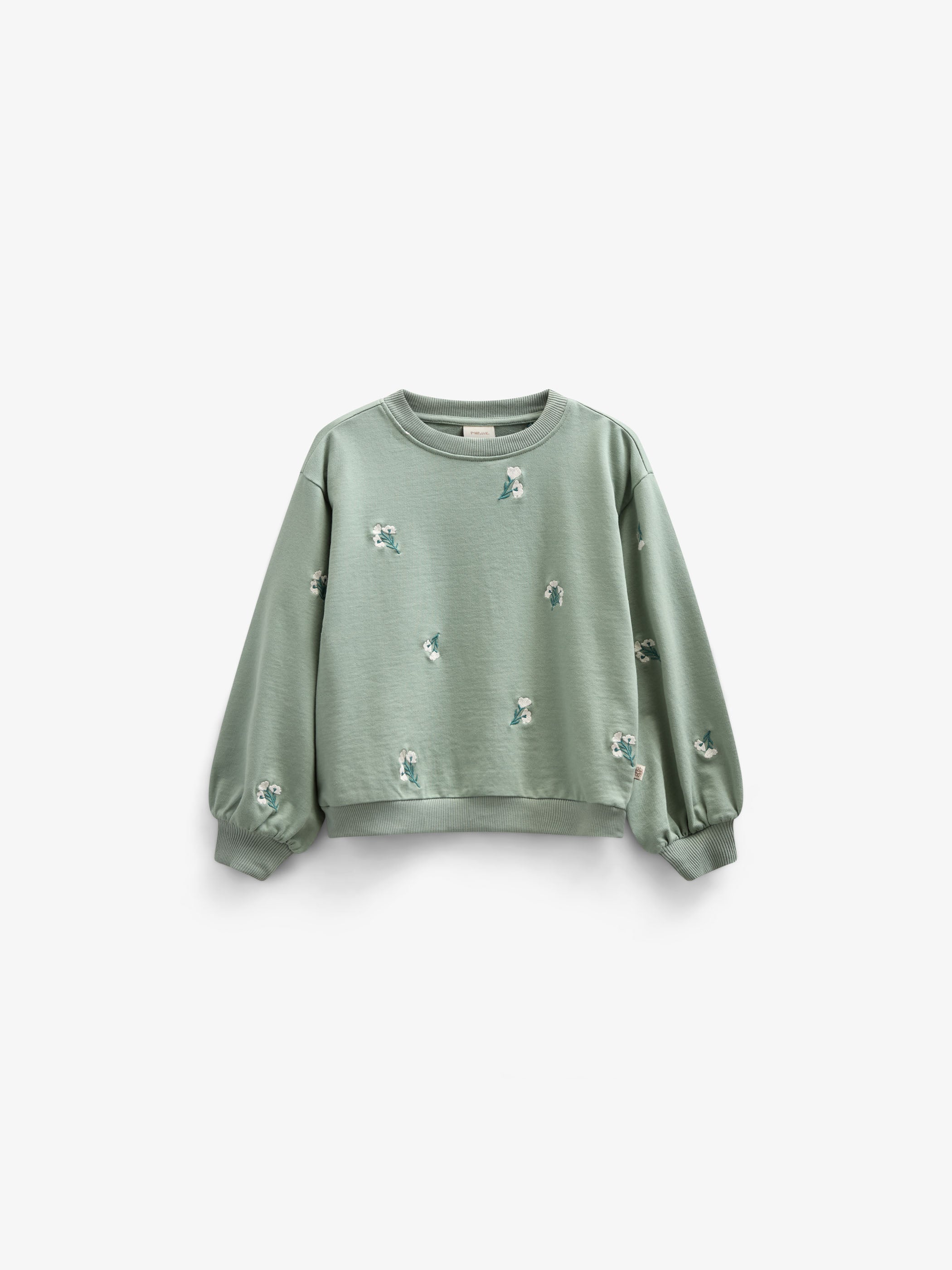 Embroidered Crewneck Sweatshirt - Kids - Dusty Green | 101211 Kimber