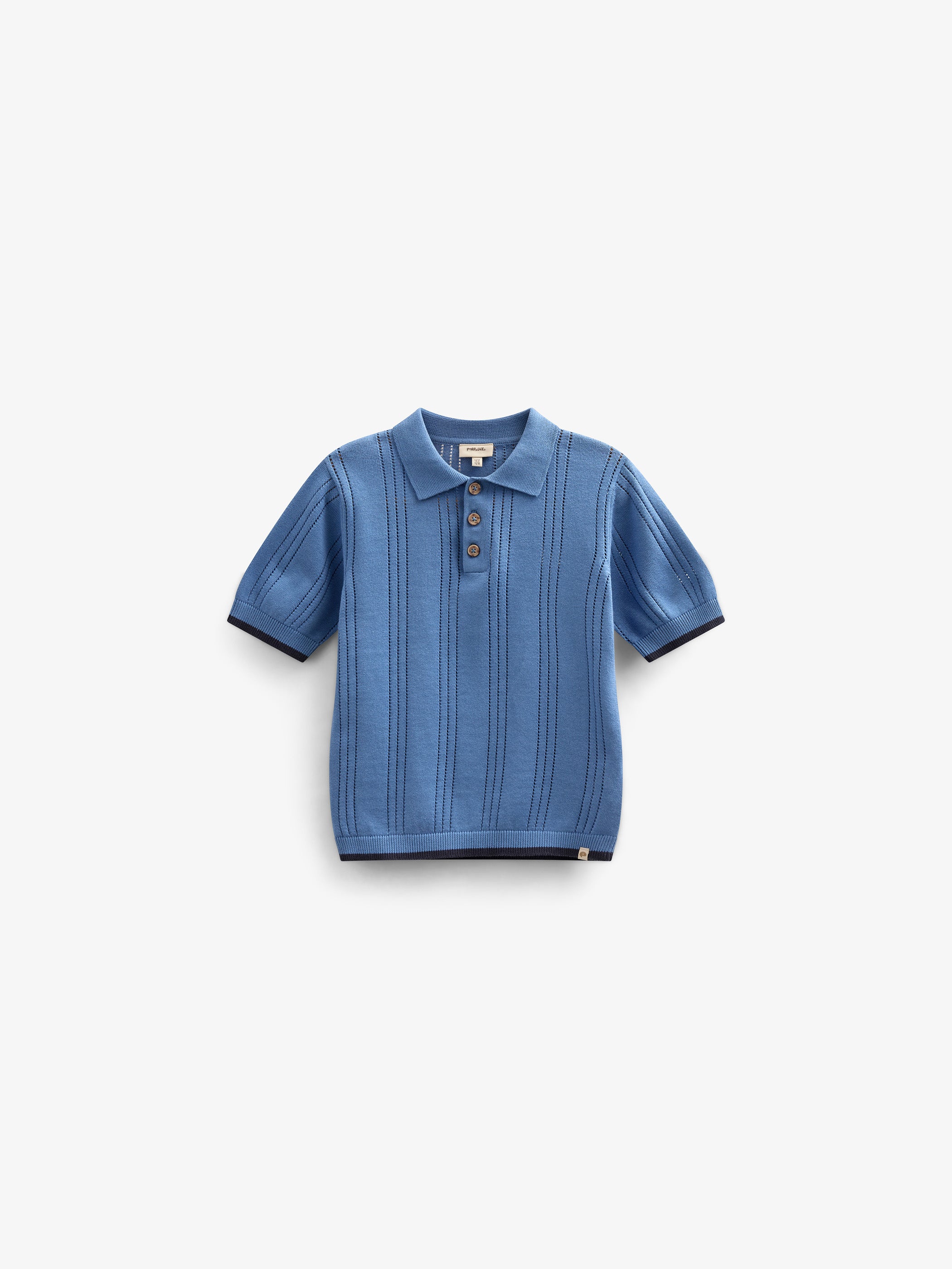 Blue knitted Polo - Kids - Dusty Blue | 101243 Dylan