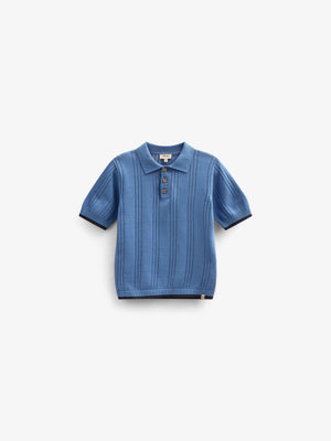 Blue knitted Polo - Tween - Dusty Blue | 101244 Dylan