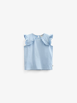 Frill Jersey Top - Kids - Powder Blue | 101267 Selma