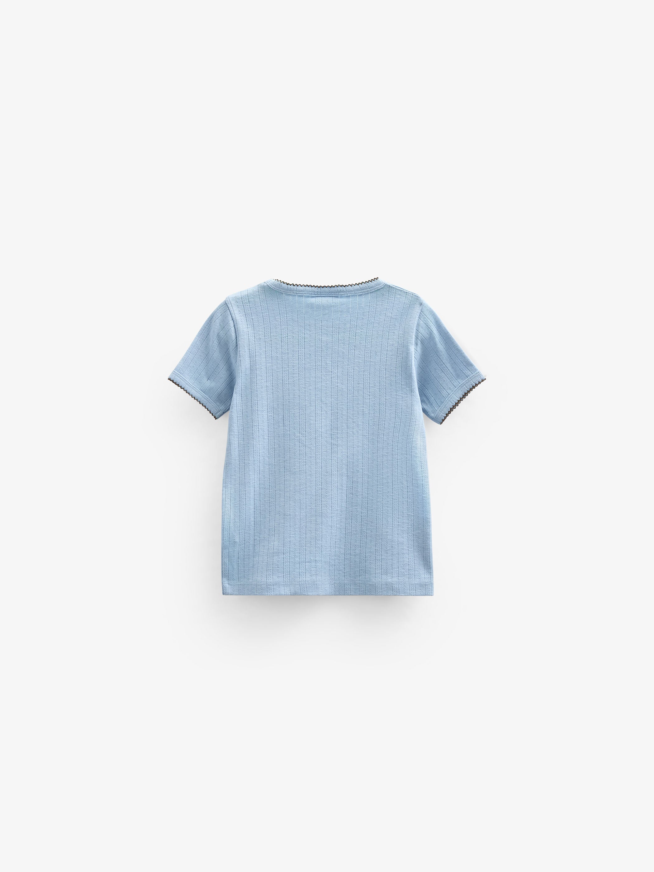 Pointelle t-shirt with contrast picot - Kids - Powder Blue | 101285 Drew
