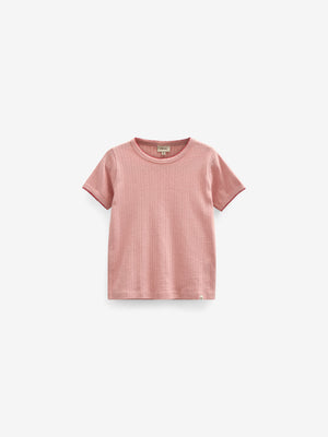 Pointelle t-shirt with contrast picot - Kids - Rose Tan | 101287 Drew
