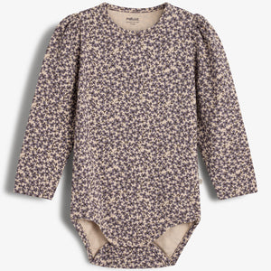 Jersey Bodysuit w. Ditsy Print - Little - Dusty Purple