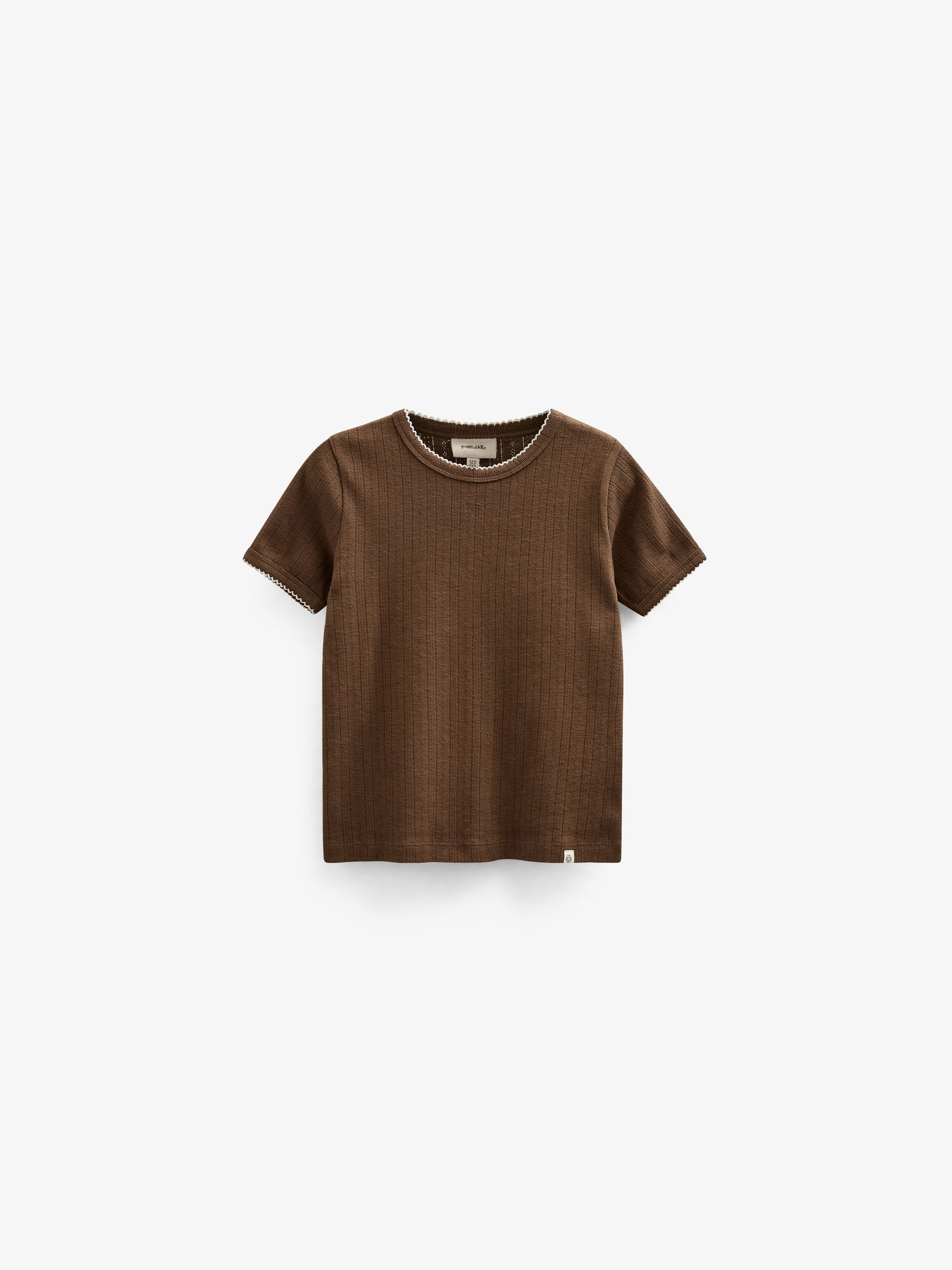 Pointelle t-shirt with contrast picot - Kids - Dark Brown | 101291 Drew