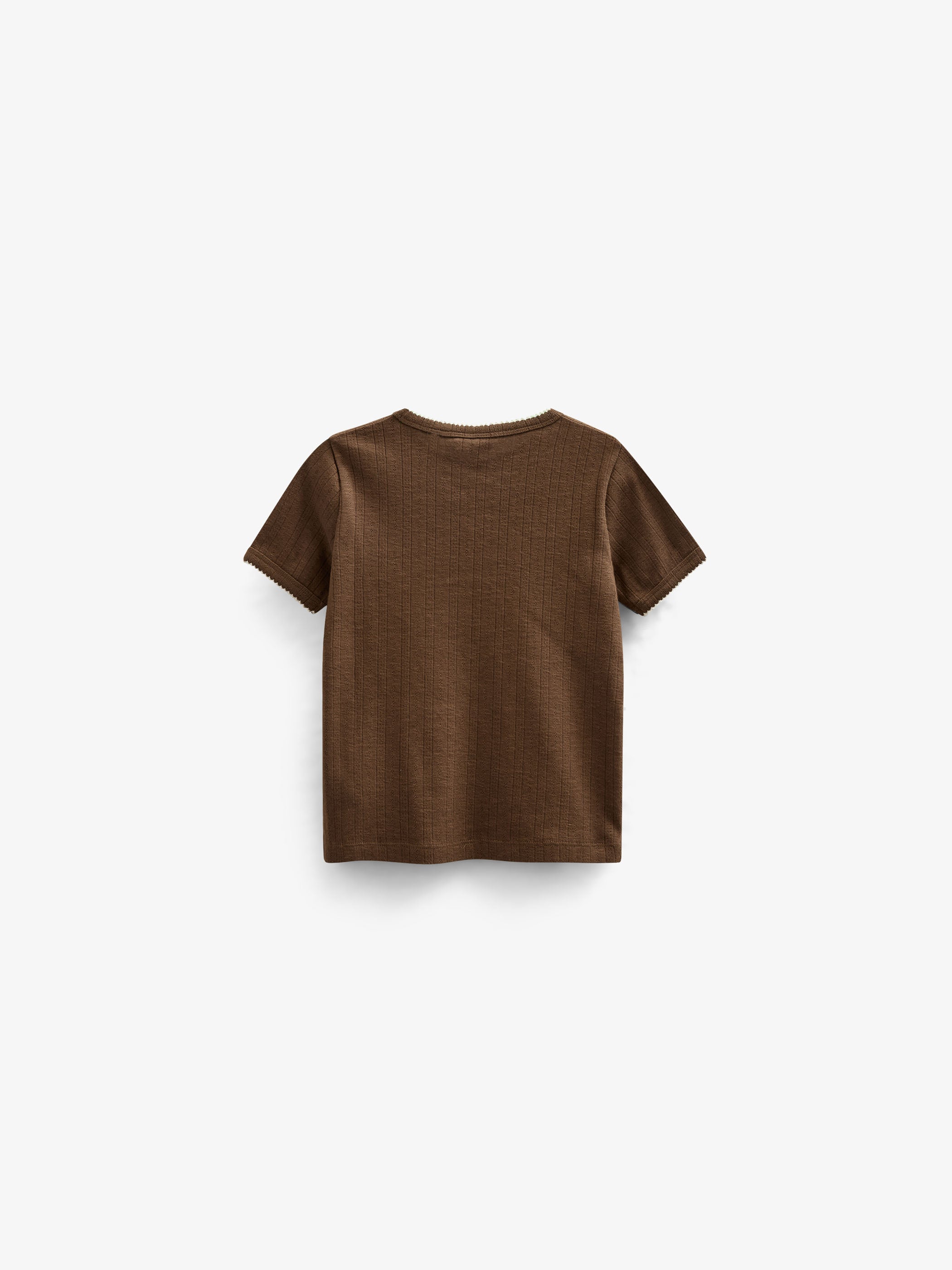 Pointelle t-shirt with contrast picot - Kids - Dark Brown | 101291 Drew