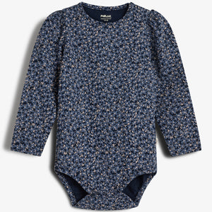 Jersey Bodysuit w. Ditsy Print - Little - Blue