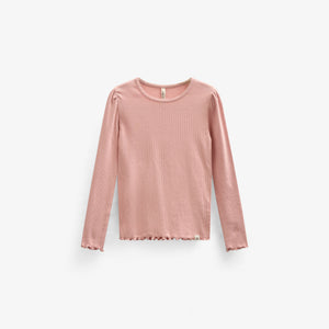Modal Rib Long Sleeved T-shirt - Kids - Rose Tan | 101306 Lottie