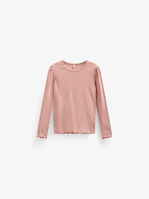 Modal Rib Long Sleeved T-shirt - Kids - Rose Tan | 101306 Lottie