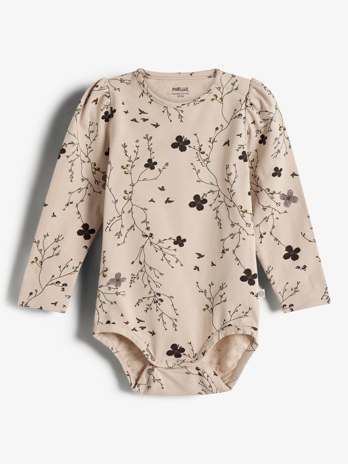 Jersey Bodysuit w. Floral Print - Little - Moonlight/Purple