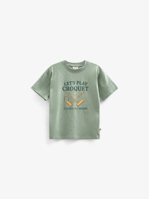 Croquet T-shirt - Kids - Light Green Melange | 101338 Vincent