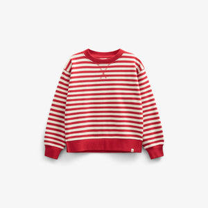 Striped Crewneck Sweatshirt - Tween - Cherry Red Stripe | 101343 Daniella