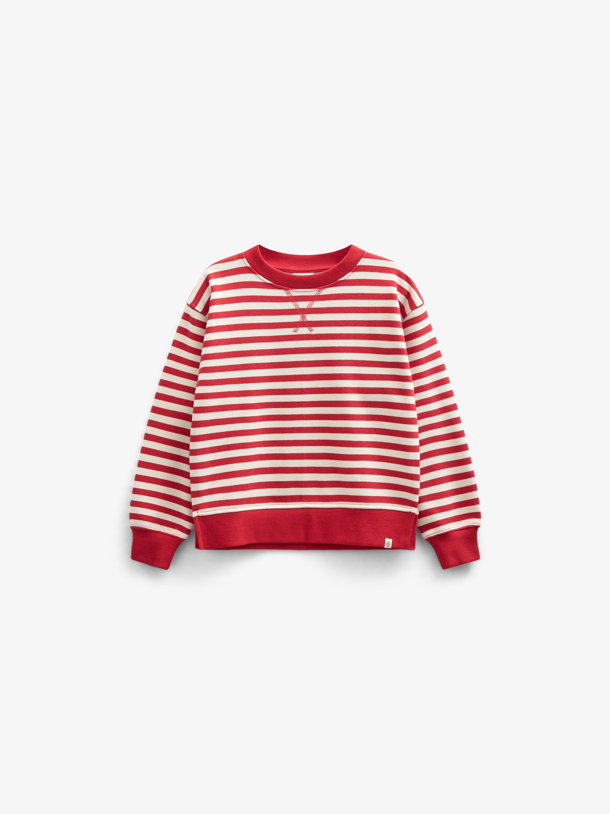 Striped Crewneck Sweatshirt - Tween - Cherry Red Stripe | 101343 Daniella