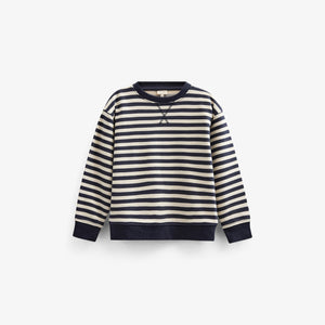 Striped Crewneck Sweatshirt - Kids - Navy Stripe | 101344 Cole