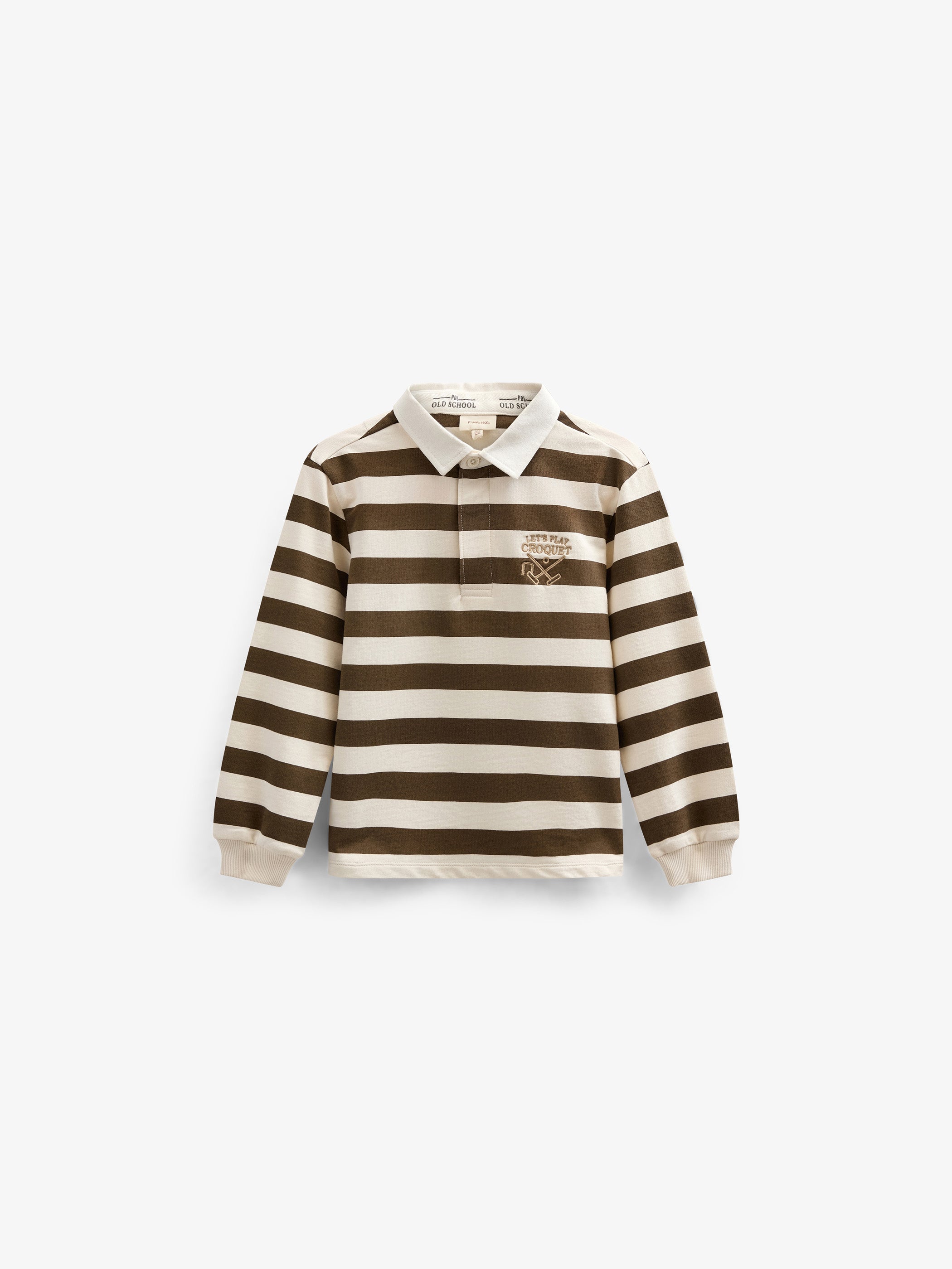 Striped Polo Sweatshirt - Kids - Dark Brown/Offwhite | 101397 Marco