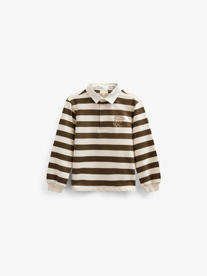 Striped Polo Sweatshirt - Tween - Dark Brown/Offwhite | 101398 Marco