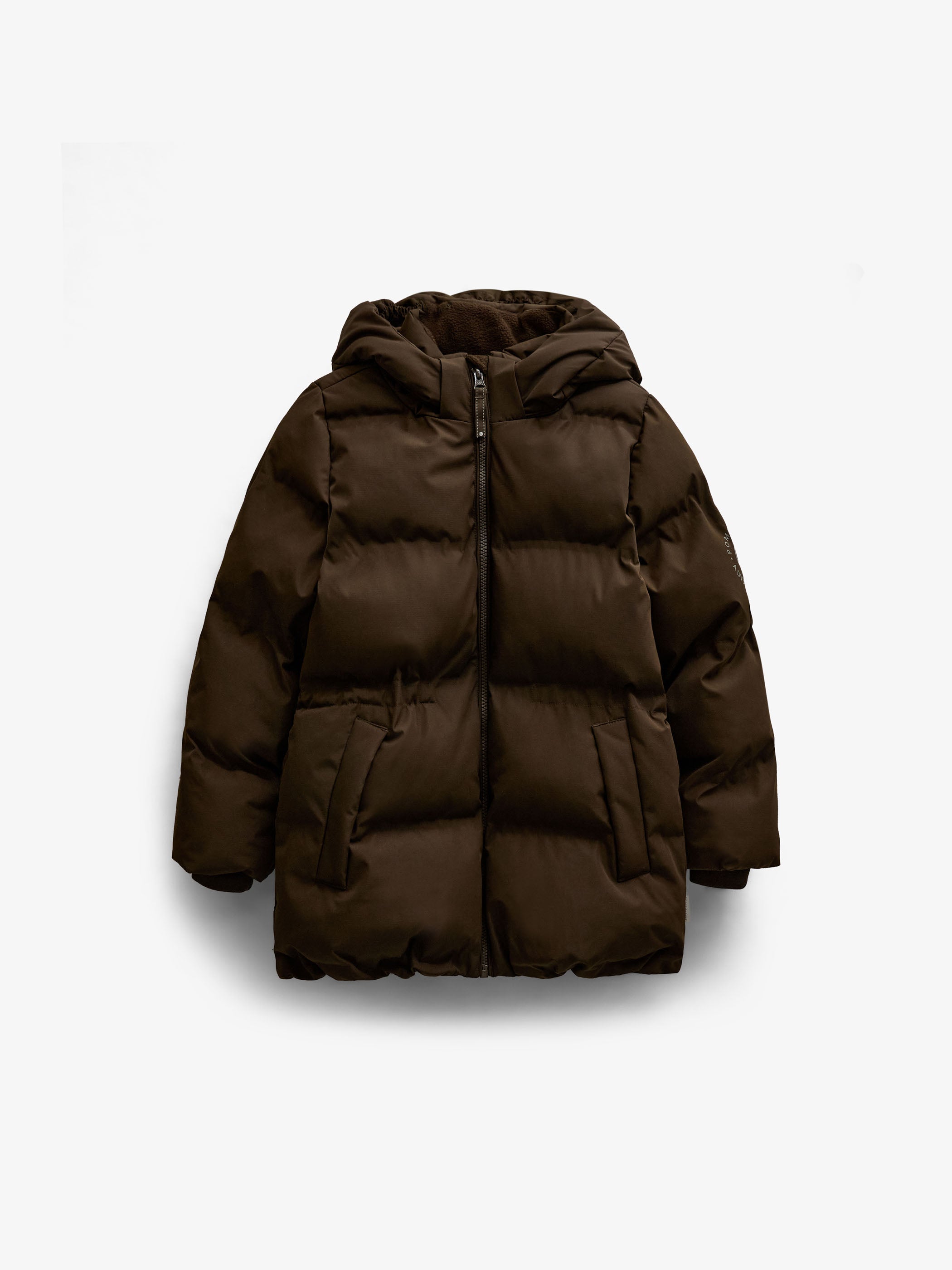 Winter Puffer Jacket with Drawstring - Kids - Dark Brown | 101413 Elenor