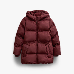 Winter Puffer Jacket with Drawstring - Kids - Bordeaux | 101415 Elenor
