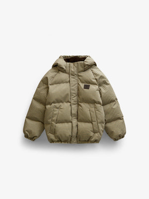Checked Puffer Jacket - Kids - Brown | 101422 Riley