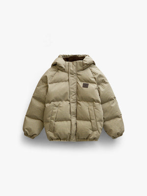 Checked Puffer Jacket - Kids - Brown | 101422 Riley