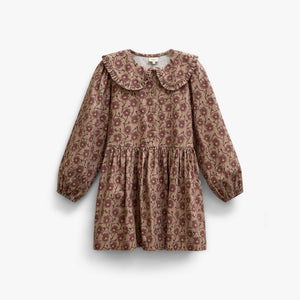 Floral Cotton Dress with Collar - Kids - Rose/Bordeaux | 101425 Nova