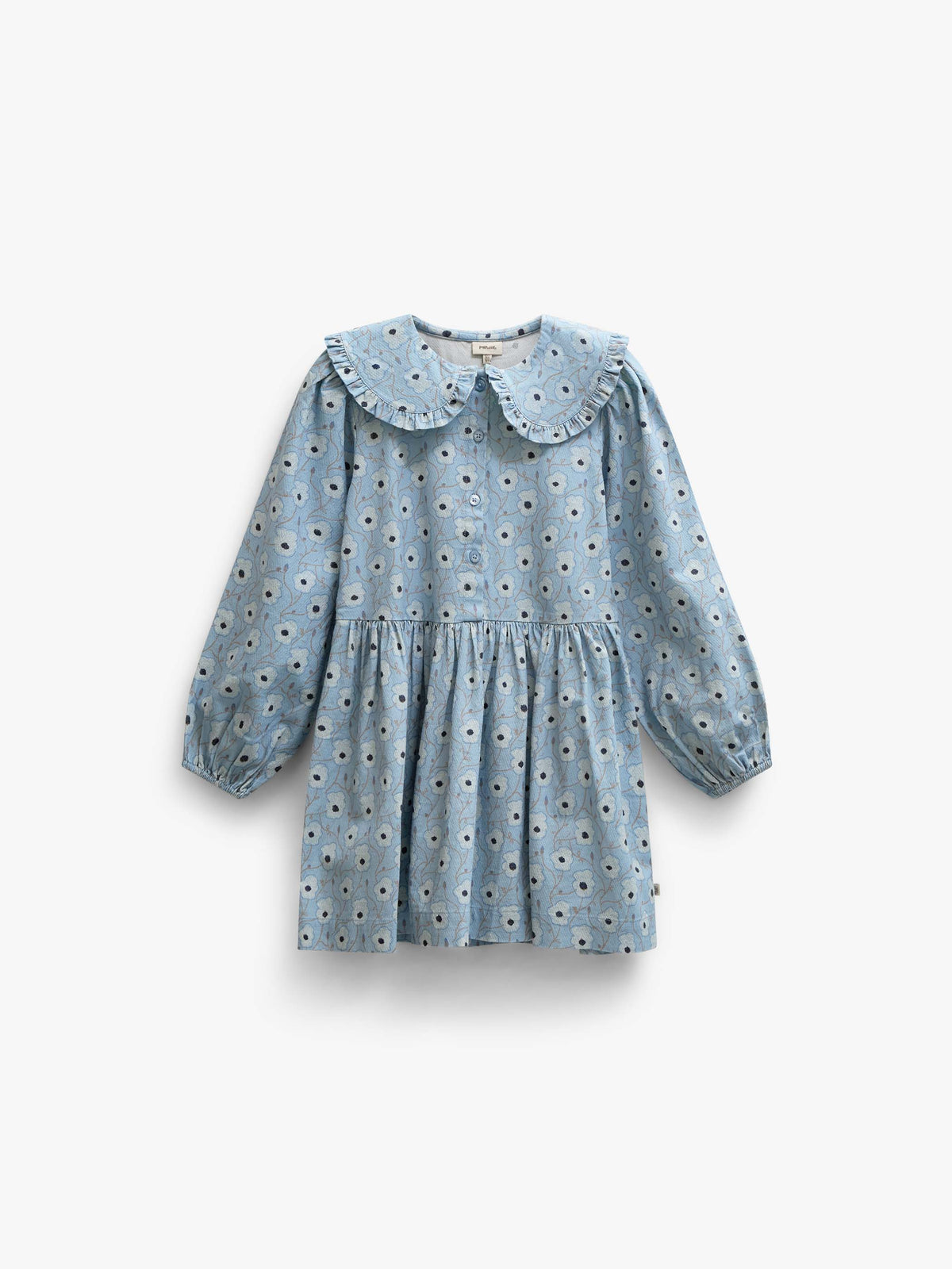 Floral Cotton Dress with Collar - Tween - Blue/Brown | 101428 Nova