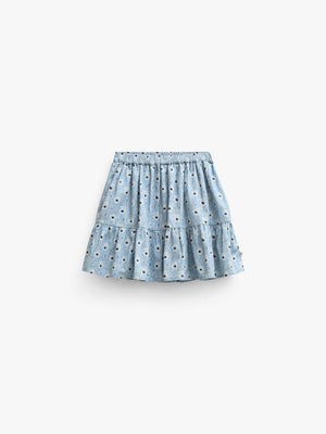 Floral Cotton Skirt - Kids - Blue/Brown | 101431 Nova