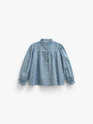 Floral Cotton Blouse - Tween - Blue/Brown | 101436 Nova