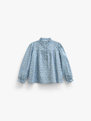 Floral Cotton Blouse - Tween - Blue/Brown | 101436 Nova
